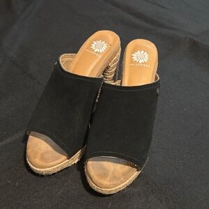 8.5 size Yellow Box Black Suede Mules